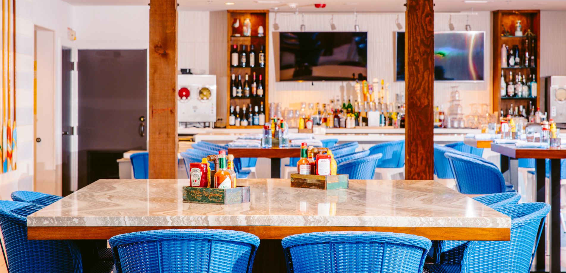 Seating area at the Waterfront Bar & Grill at Horseshoe Bay Resort