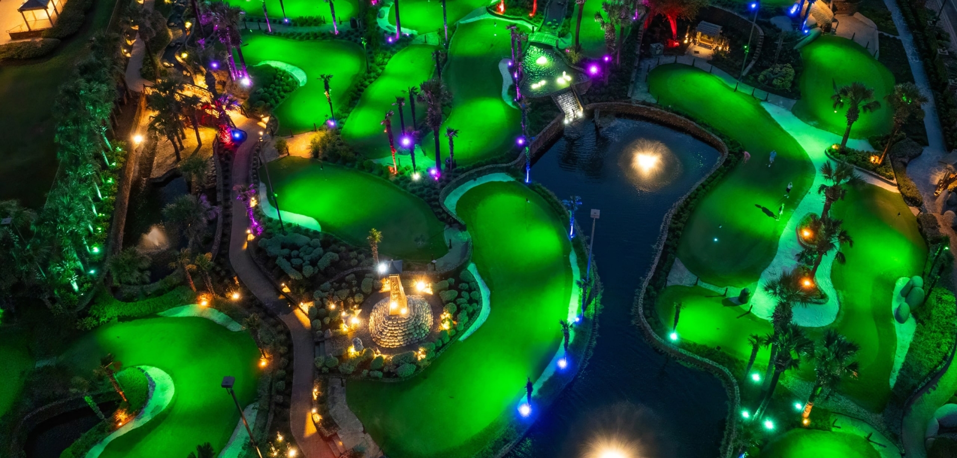 Minigolf course at night