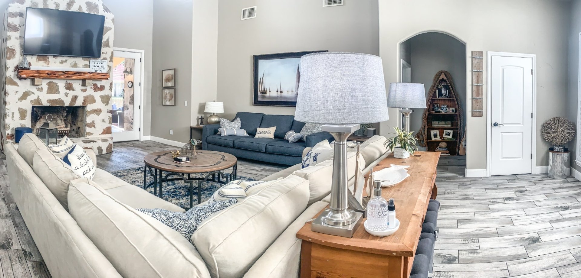 living room of 109 Oasis House in Texas Hill country